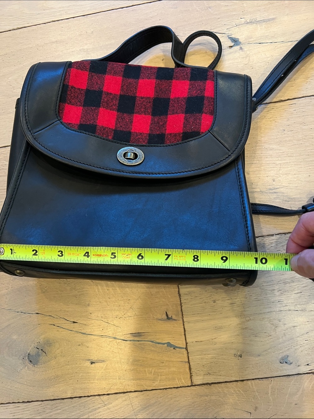 Pendleton Black Leather Crossbody Bag with Red Buffalo Plaid Accent - Picture 7 of 8